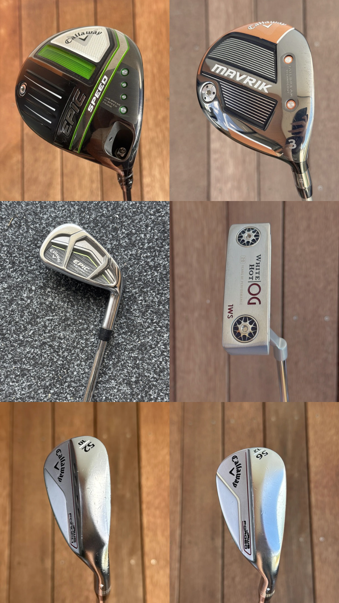 Complete Callaway Golf Set  EPIC SPEED Driver, MAVRIK Wood, EPIC STAR Irons, JAWS Wedges & Odyssey Putter (Stiff)