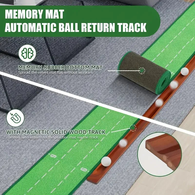 Golf Putting Mat with Ball Return