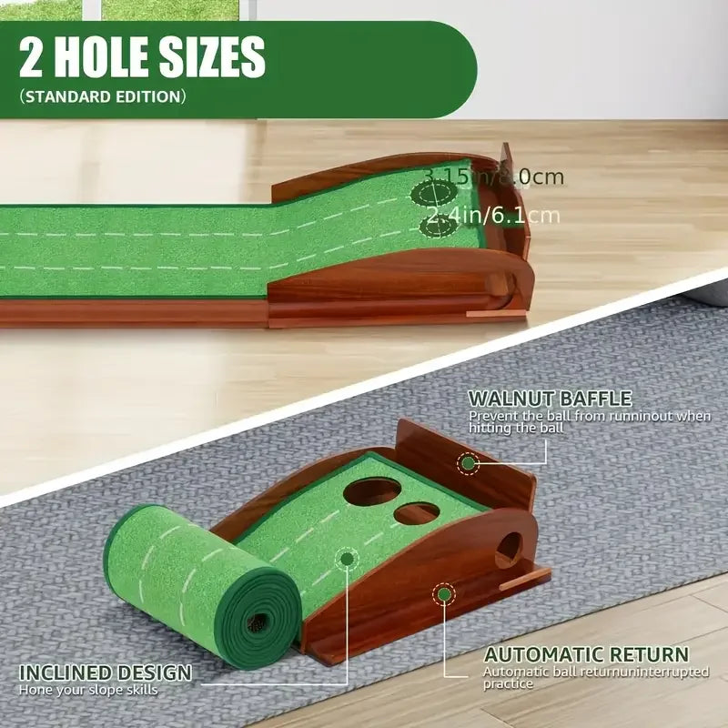 Golf Putting Mat with Ball Return