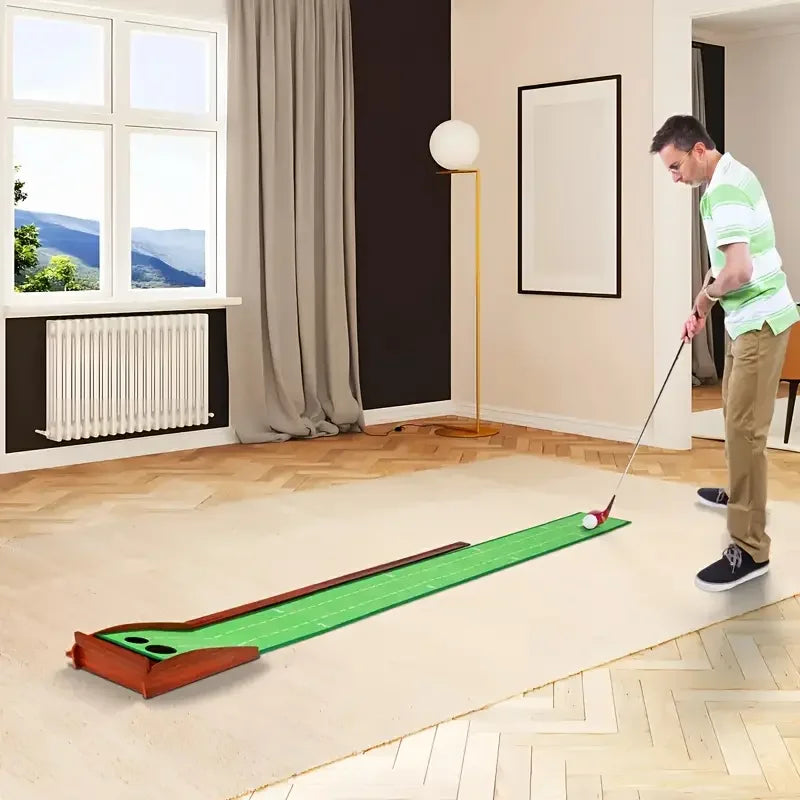 Golf Putting Mat with Ball Return