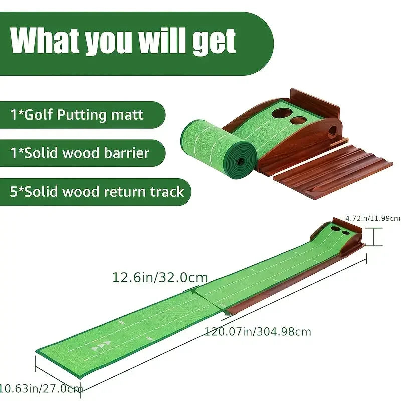 Golf Putting Mat with Ball Return